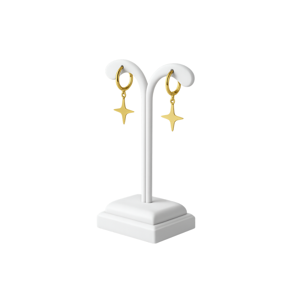 Minimal Star Drop Hoop Earrings