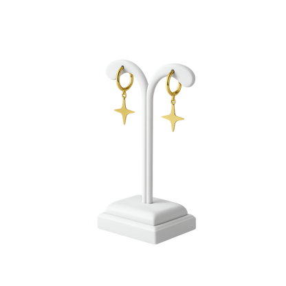 Minimal Star Drop Hoop Earrings