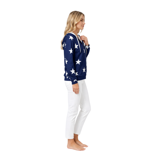 Star Print Cozy Hoodie