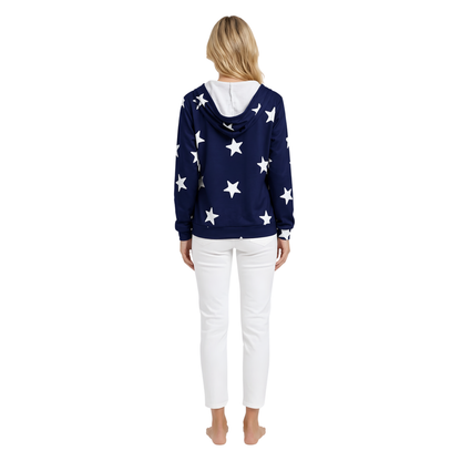 Star Print Cozy Hoodie