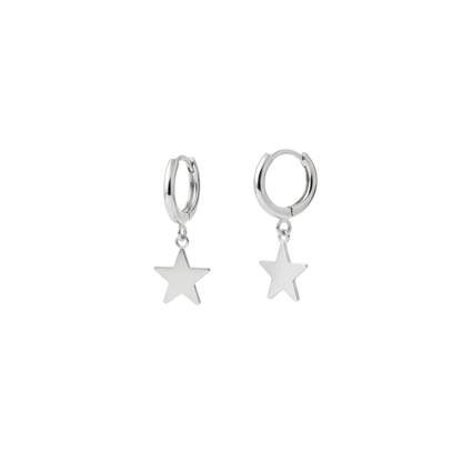 Stainless Steel Star Charm Huggie Earrings