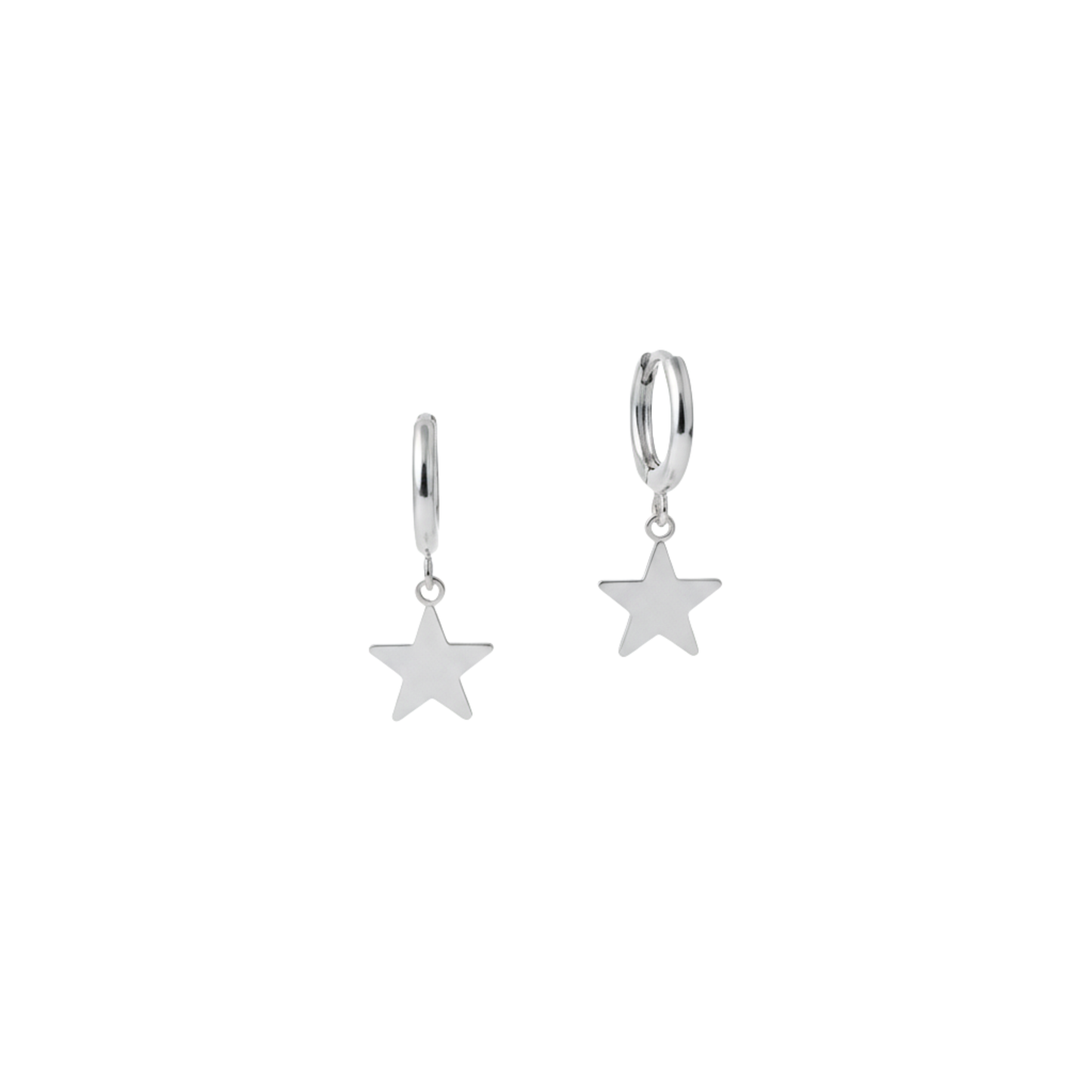 Stainless Steel Star Charm Huggie Earrings