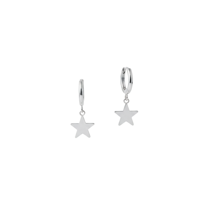 Stainless Steel Star Charm Huggie Earrings