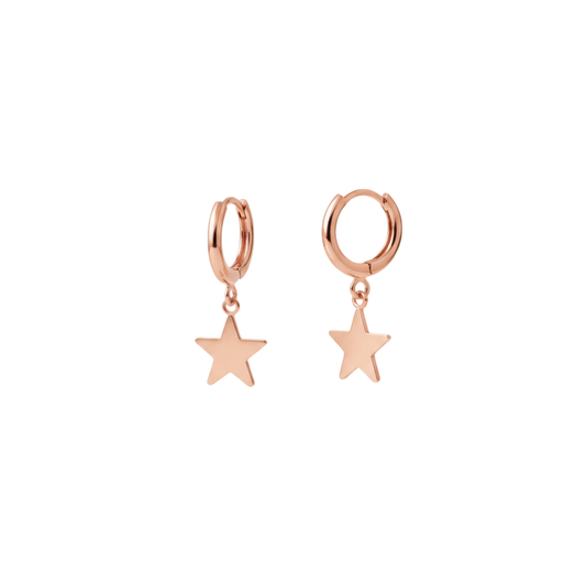 Stainless Steel Star Charm Huggie Earrings