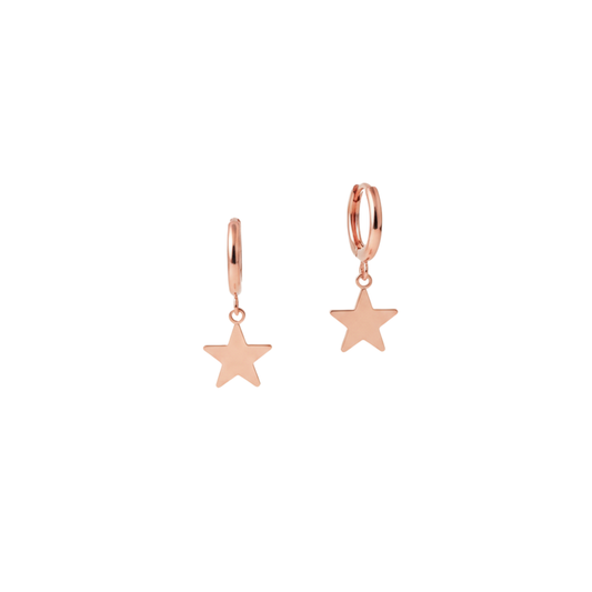 Stainless Steel Star Charm Huggie Earrings
