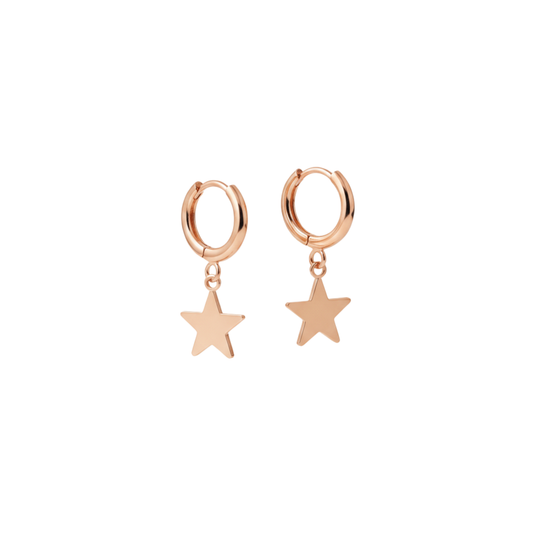 Stainless Steel Star Charm Huggie Earrings