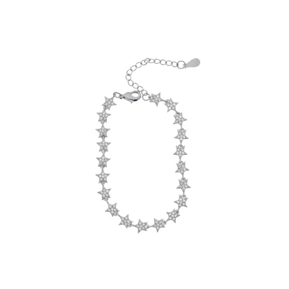 CZ Star Charm Tennis Bracelet