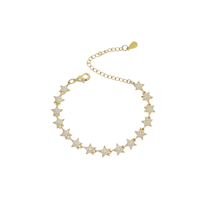 CZ Star Charm Tennis Bracelet