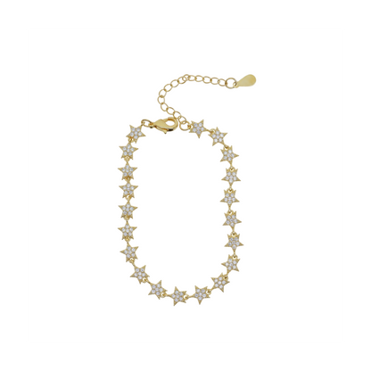 CZ Star Charm Tennis Bracelet