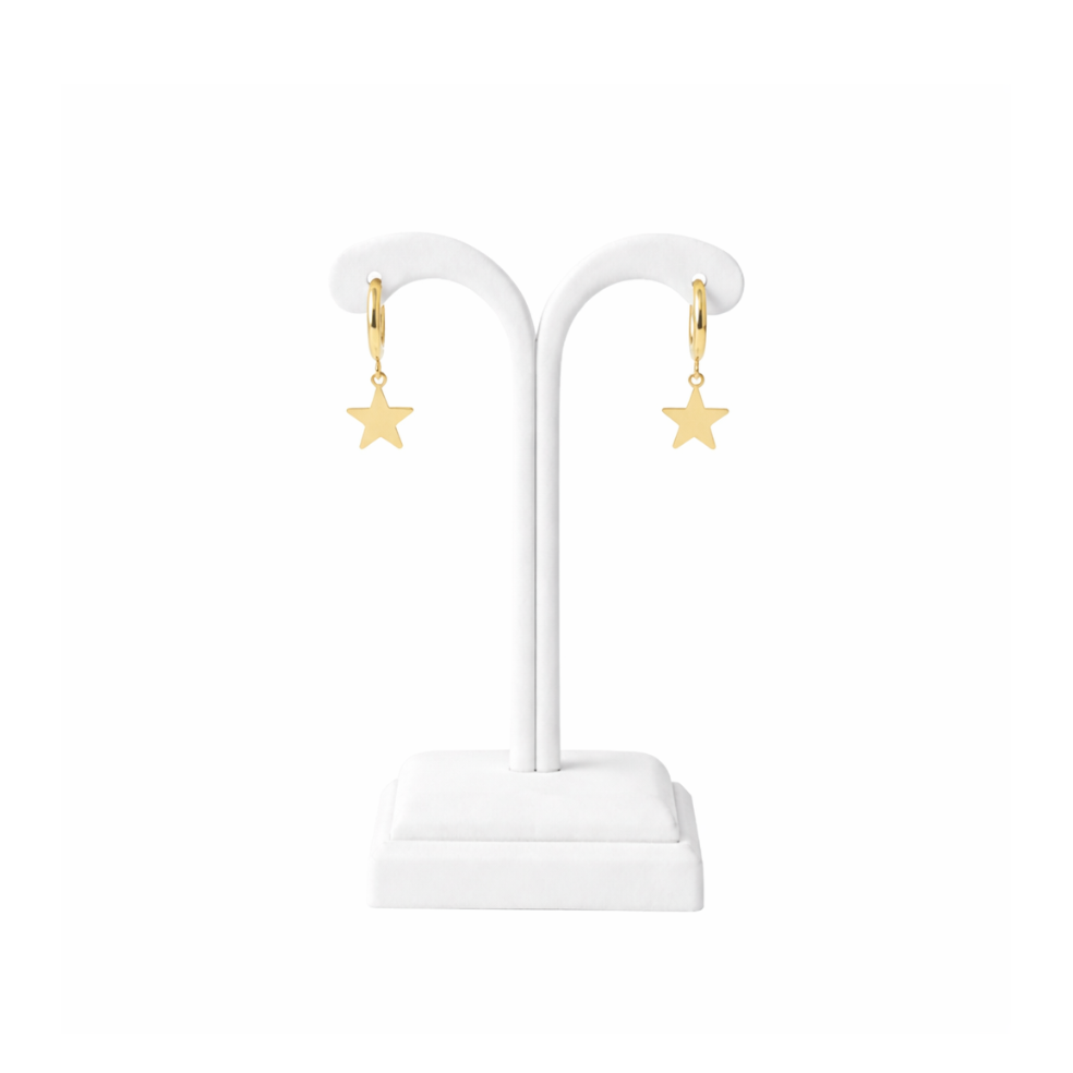 Stainless Steel Star Charm Huggie Earrings