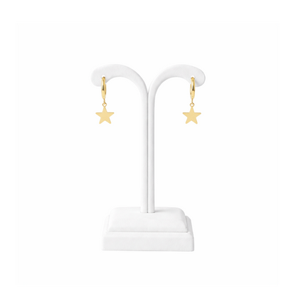 Stainless Steel Star Charm Huggie Earrings