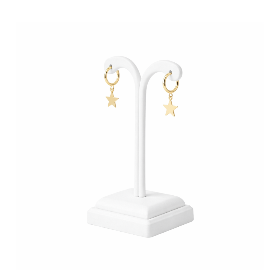 Stainless Steel Star Charm Huggie Earrings