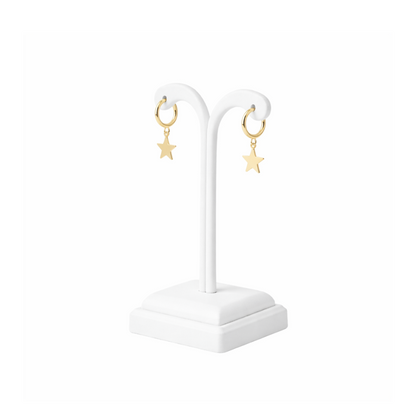 Stainless Steel Star Charm Huggie Earrings