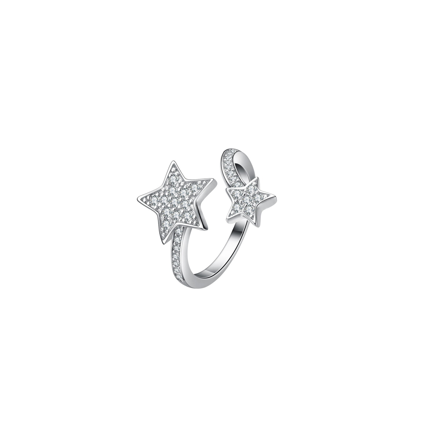 Iced Double Star Moissanite Ring