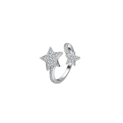 Iced Double Star Moissanite Ring