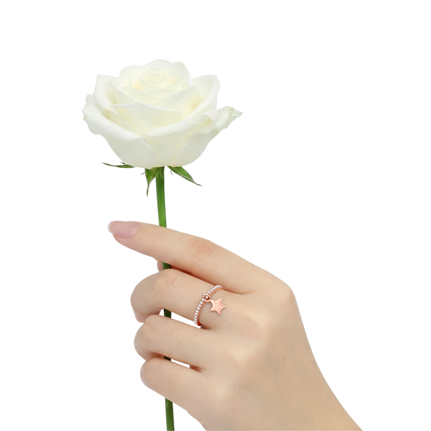 Dangle Star Pavé Silver Ring