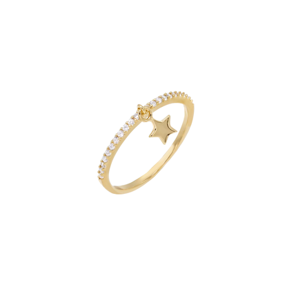 Dangle Star Pavé Silver Ring