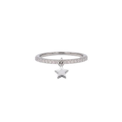 Dangle Star Pavé Silver Ring