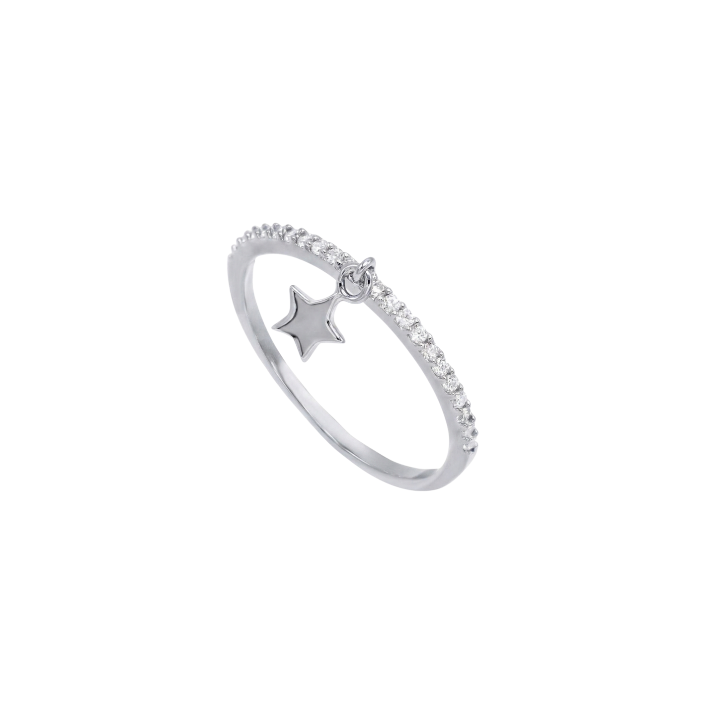 Dangle Star Pavé Silver Ring