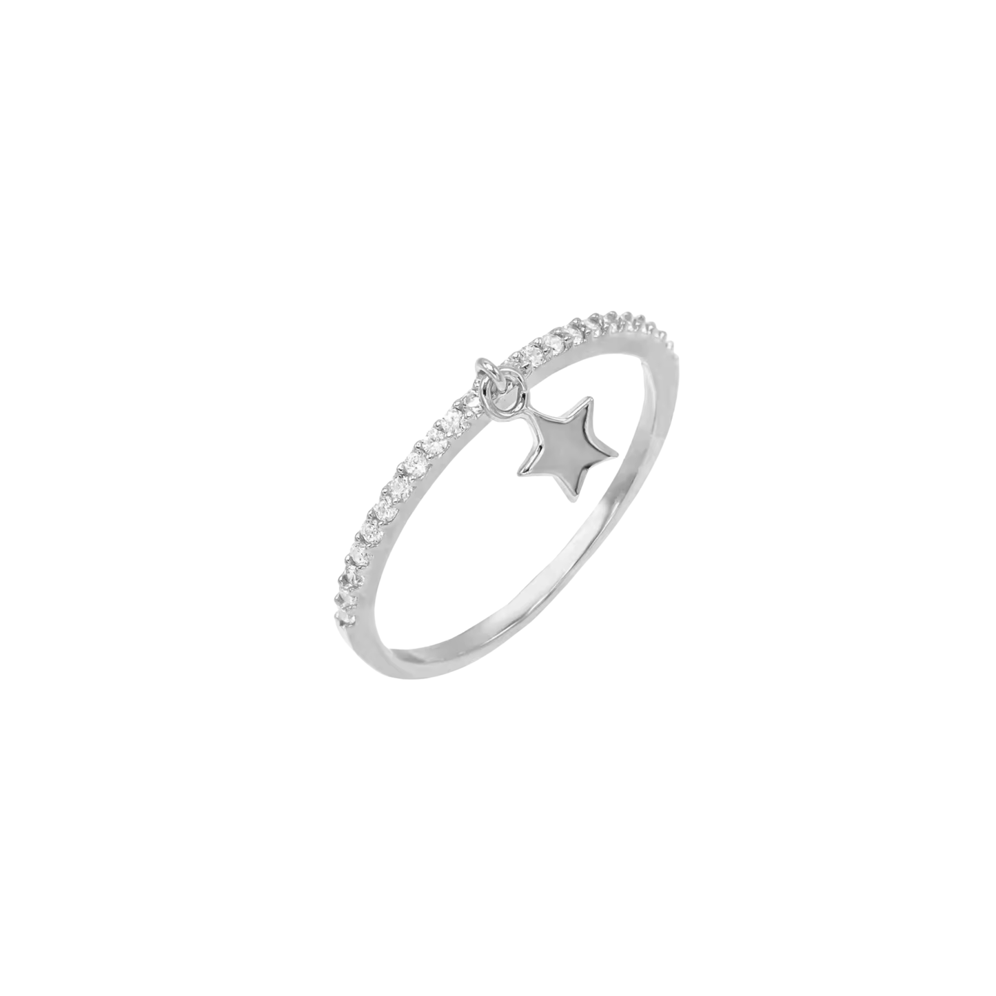 Dangle Star Pavé Silver Ring