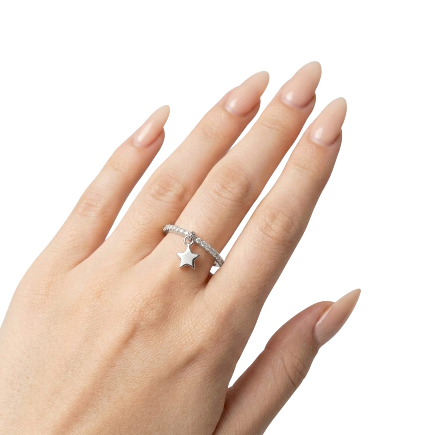 Dangle Star Pavé Silver Ring