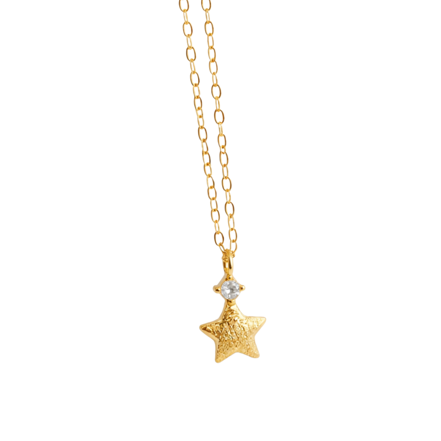 Brushed Star Zircon Pendant Necklace