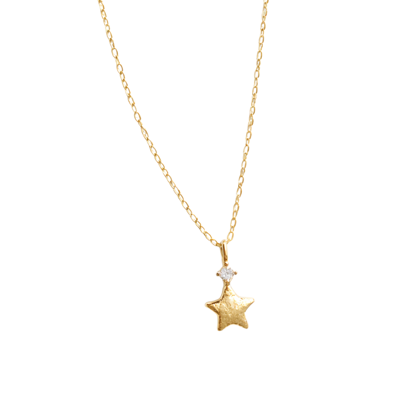 Brushed Star Zircon Pendant Necklace