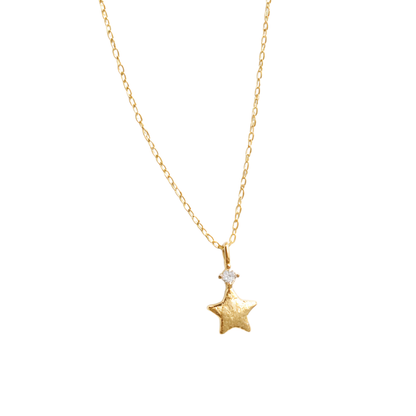 Brushed Star Zircon Pendant Necklace