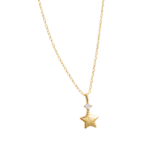 Brushed Star Zircon Pendant Necklace