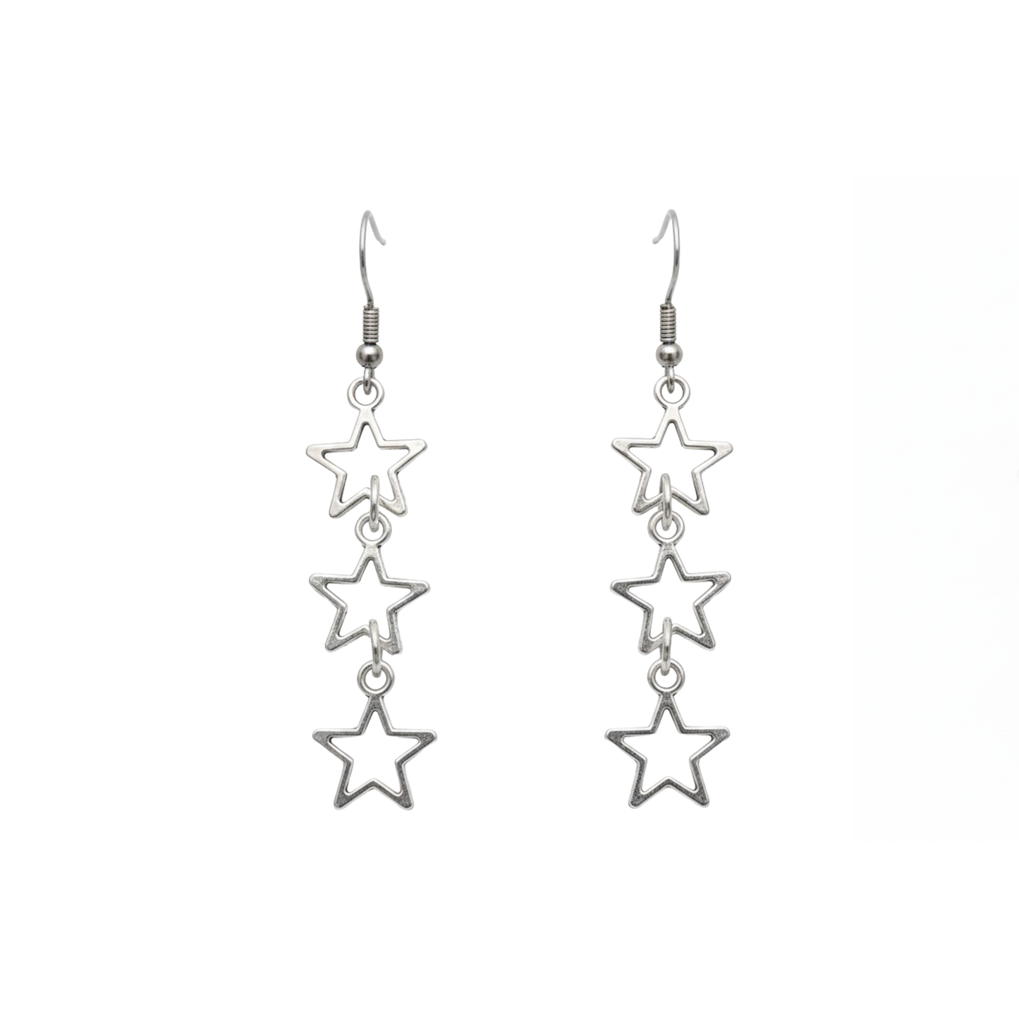 Triple Hollow Star Drop Earrings