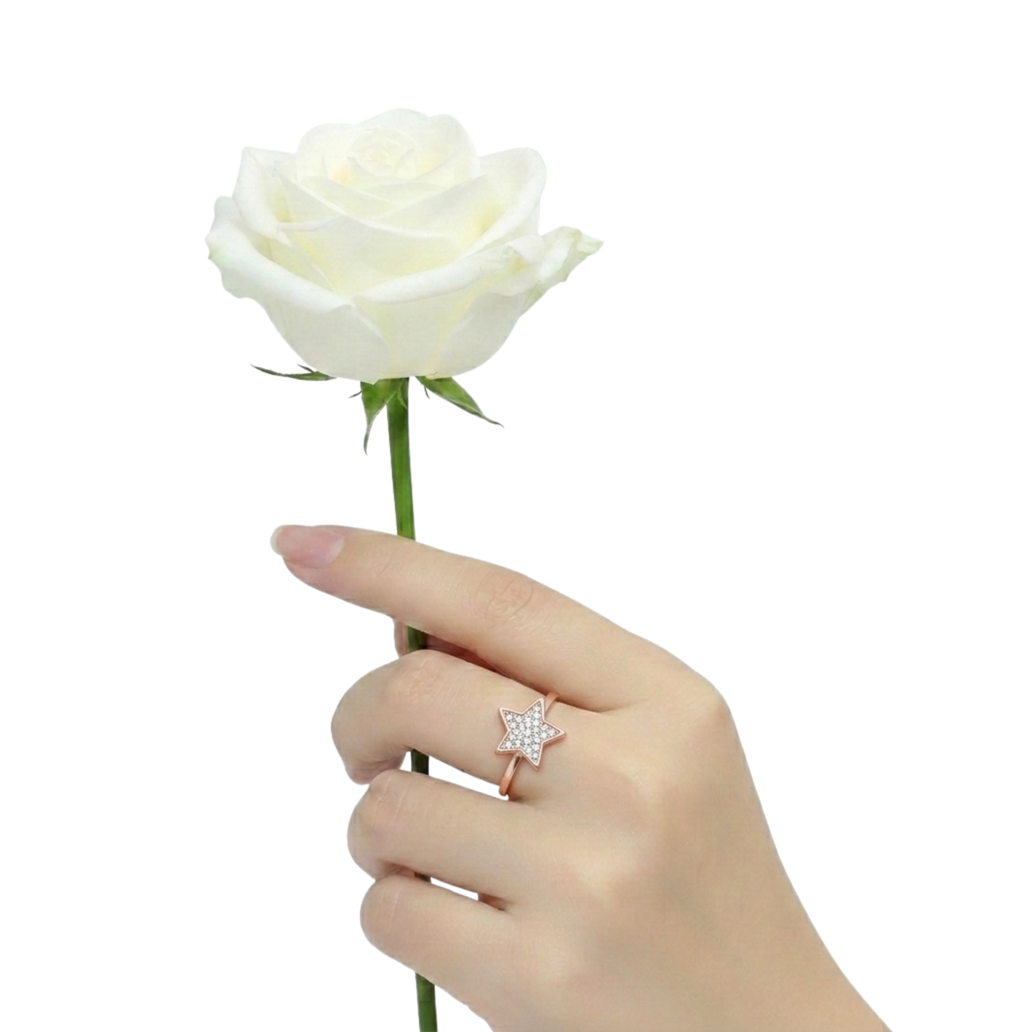 Rose Gold Diamond Star Ring