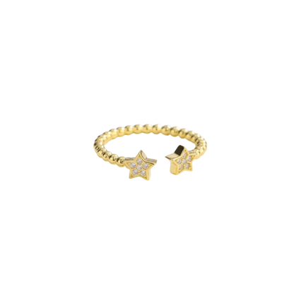 Twin Star Beaded Open Ring