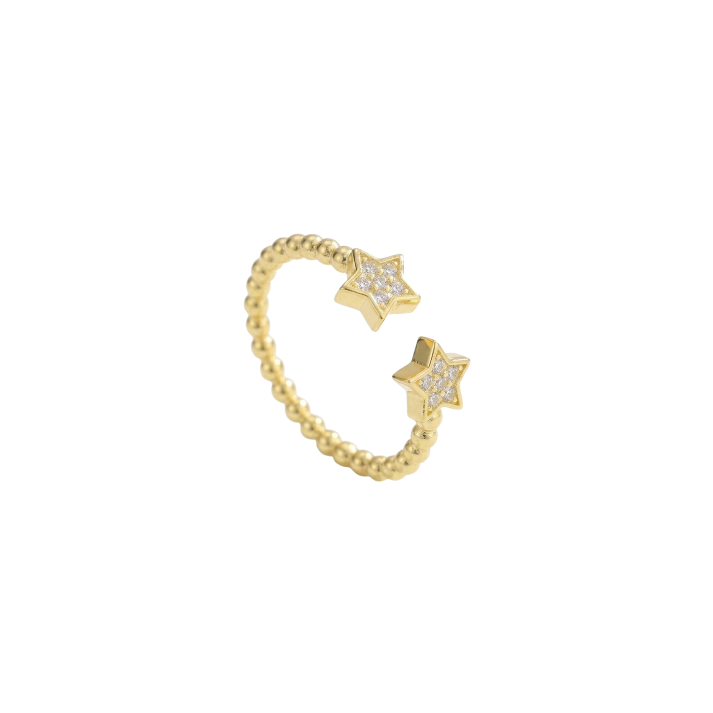Twin Star Beaded Open Ring