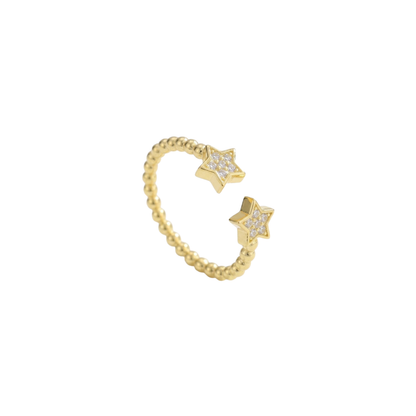 Twin Star Beaded Open Ring