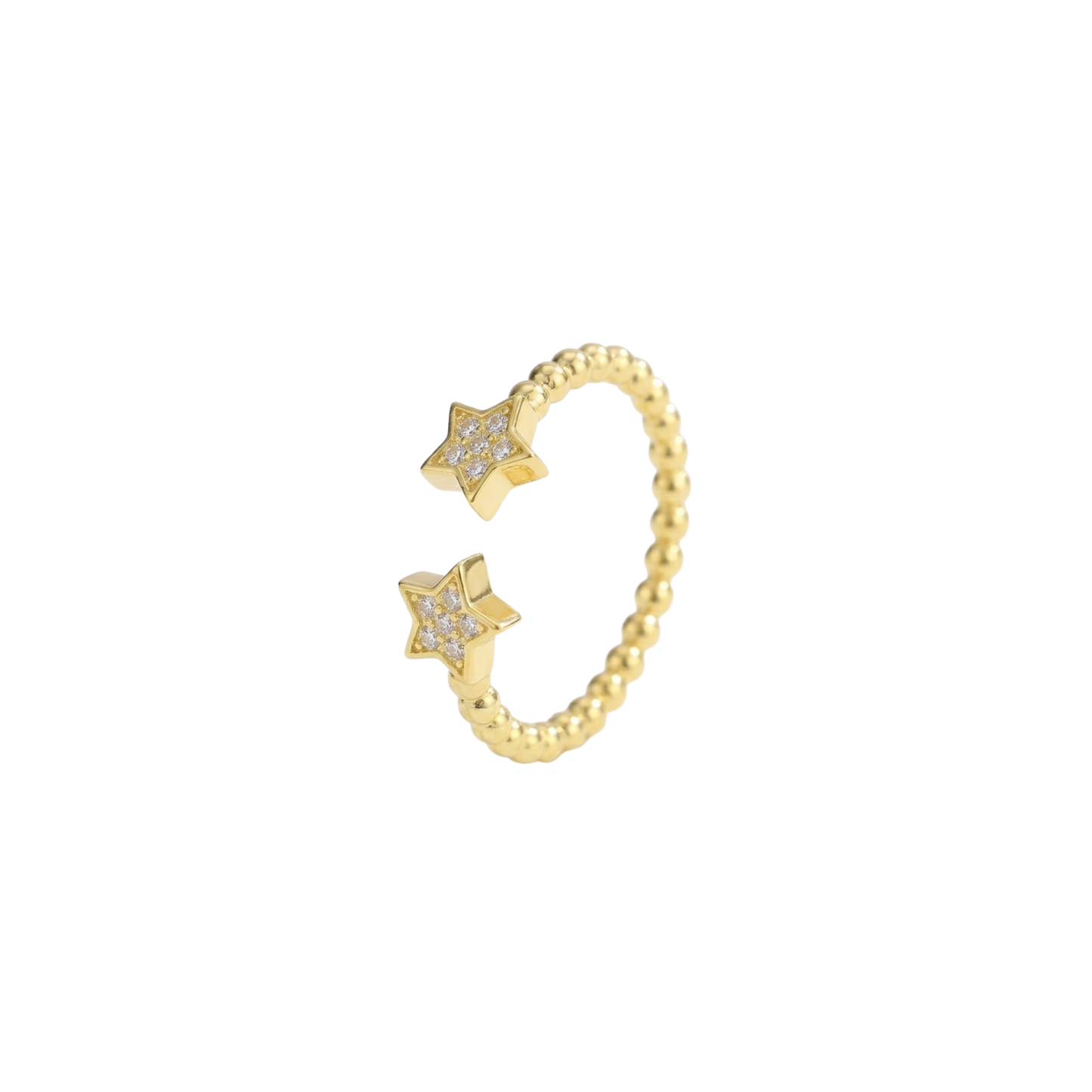 Twin Star Beaded Open Ring