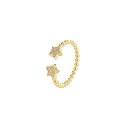 Twin Star Beaded Open Ring