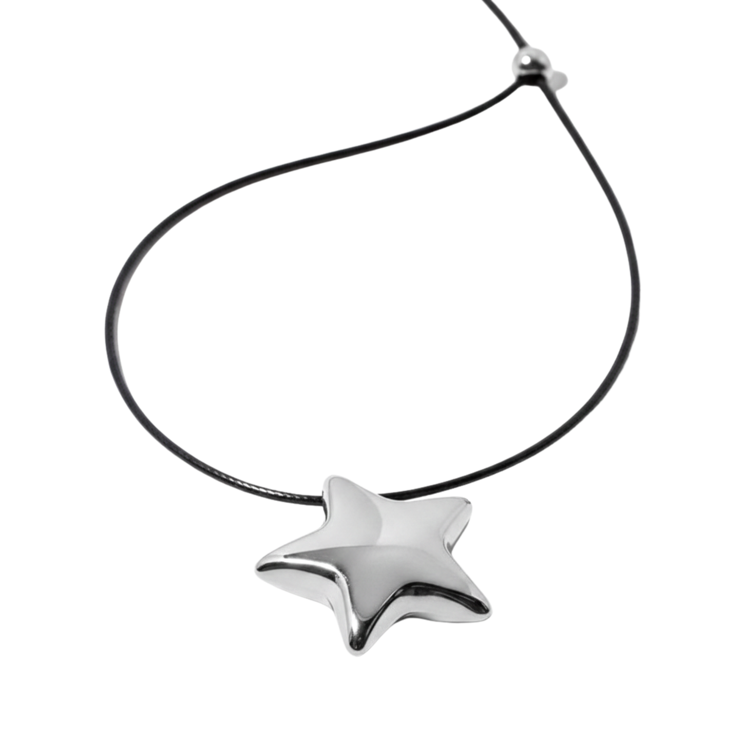 Black Cord Polished Star Pendant Necklace