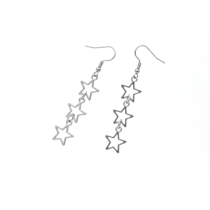 Triple Hollow Star Drop Earrings
