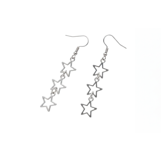 Triple Hollow Star Drop Earrings