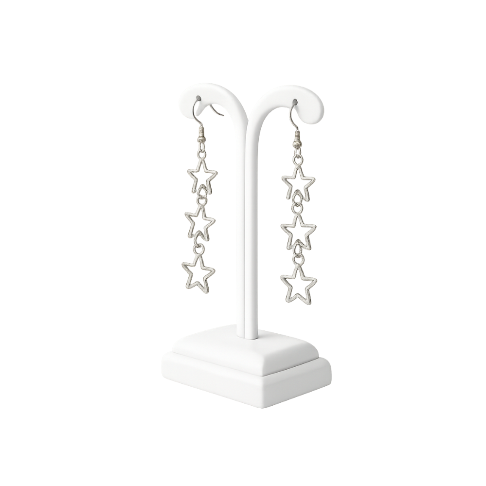 Triple Hollow Star Drop Earrings