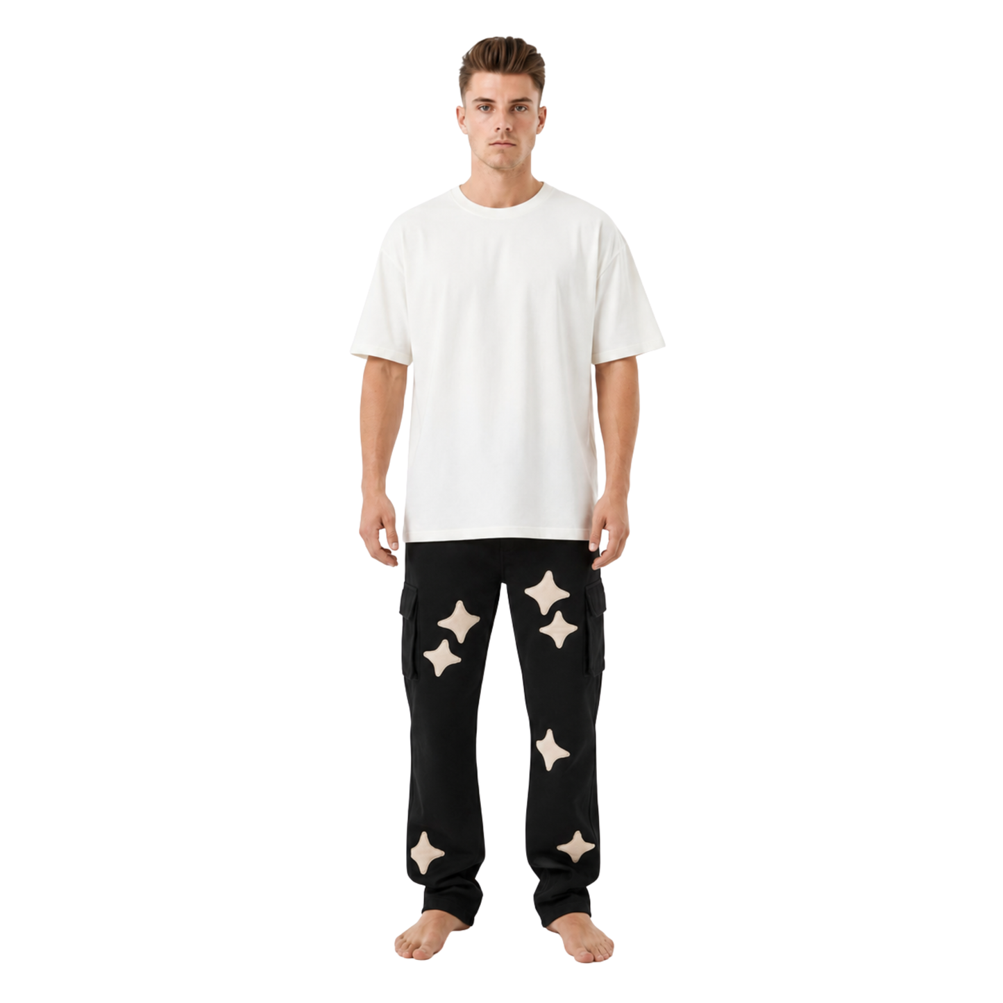 Star Applique Cargo Sweatpants