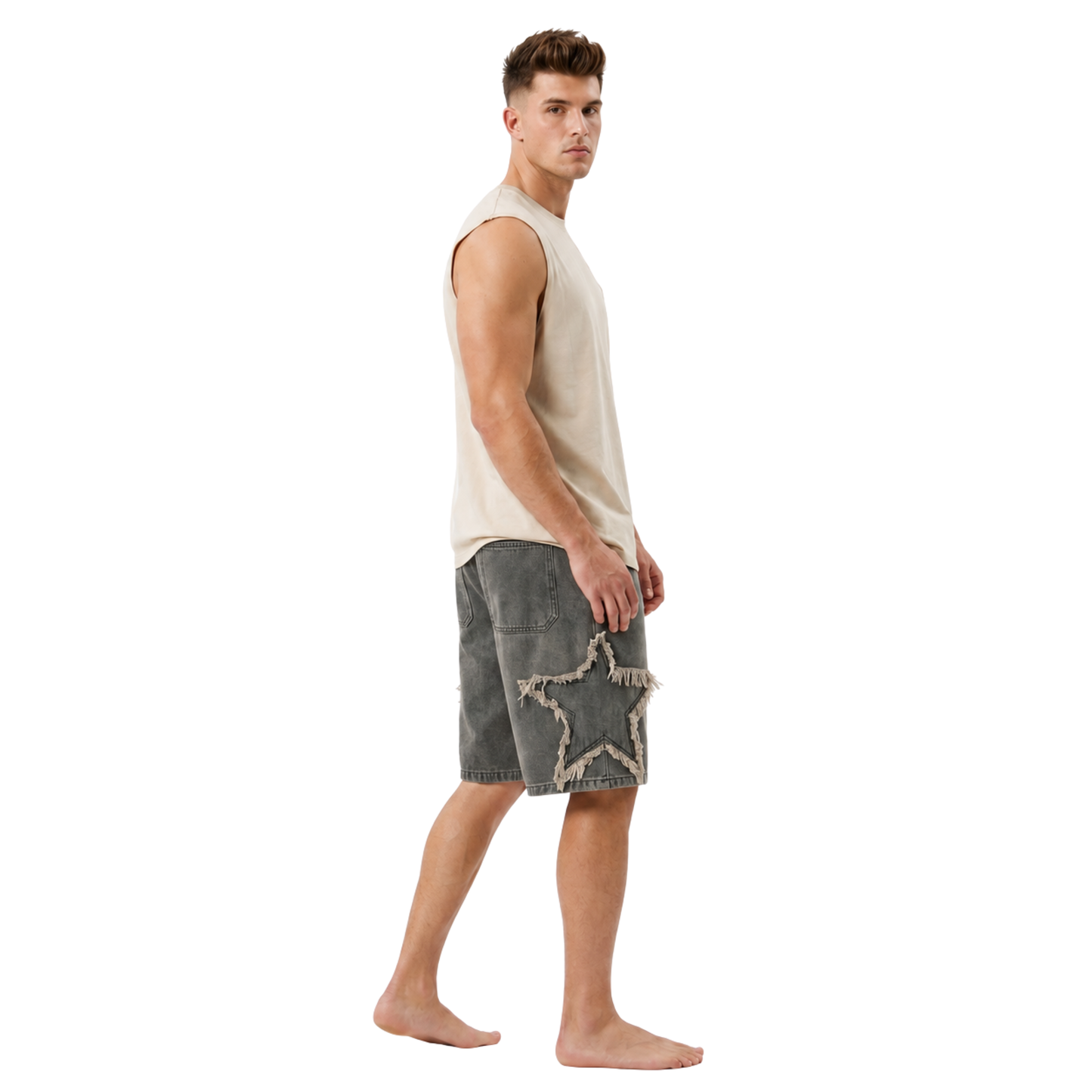 Frayed Street Denim Shorts
