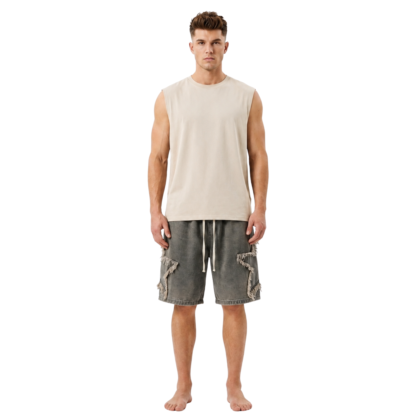 Frayed Street Denim Shorts