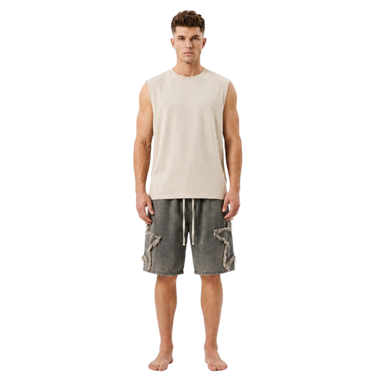 Frayed Street Denim Shorts