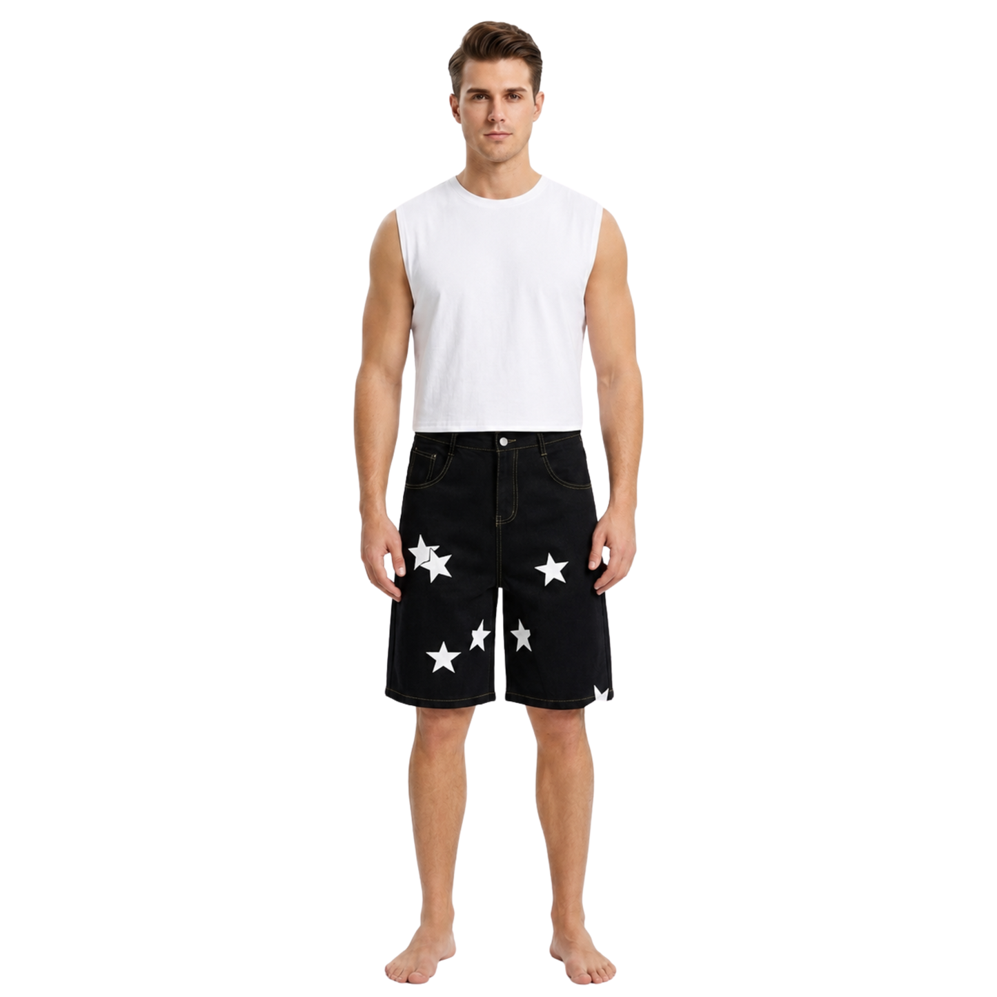 Star Embroidered Baggy Shorts