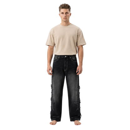 Distressed Star Baggy Jeans