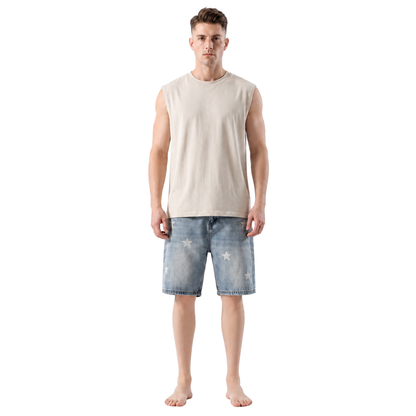 Washed Star Denim Shorts