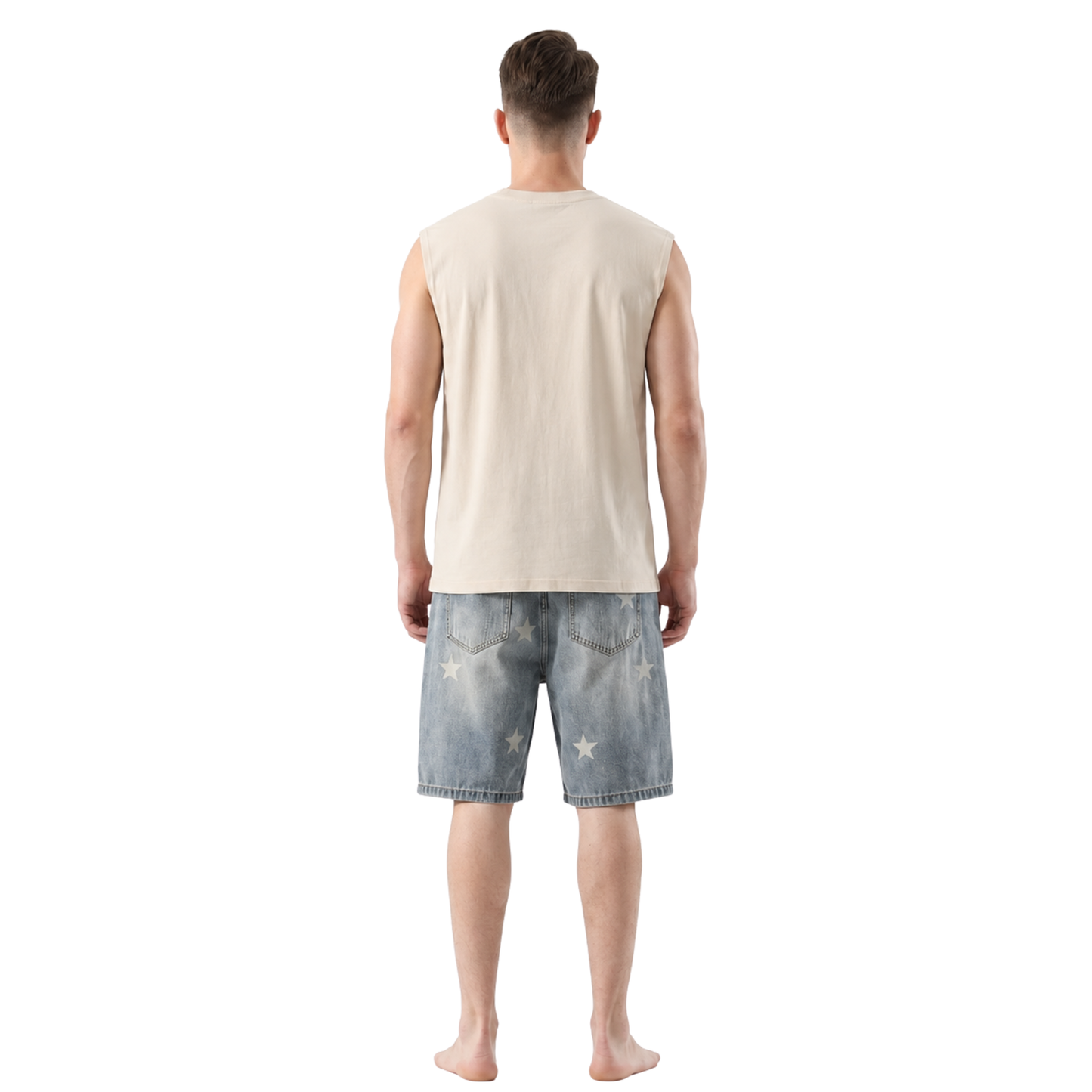 Washed Star Denim Shorts