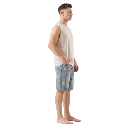 Washed Star Denim Shorts
