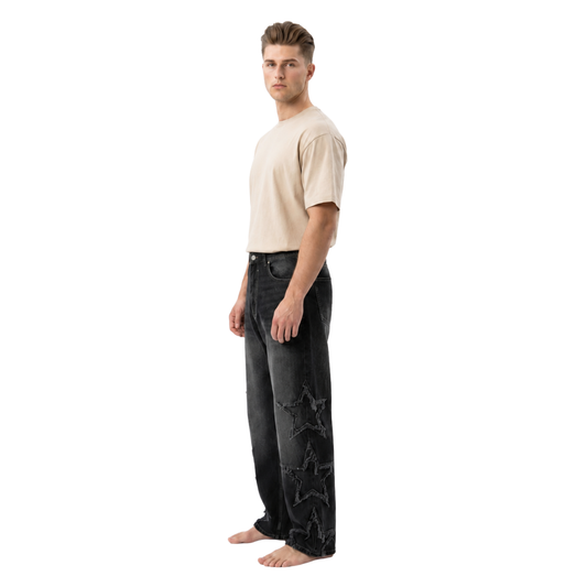 Distressed Star Baggy Jeans